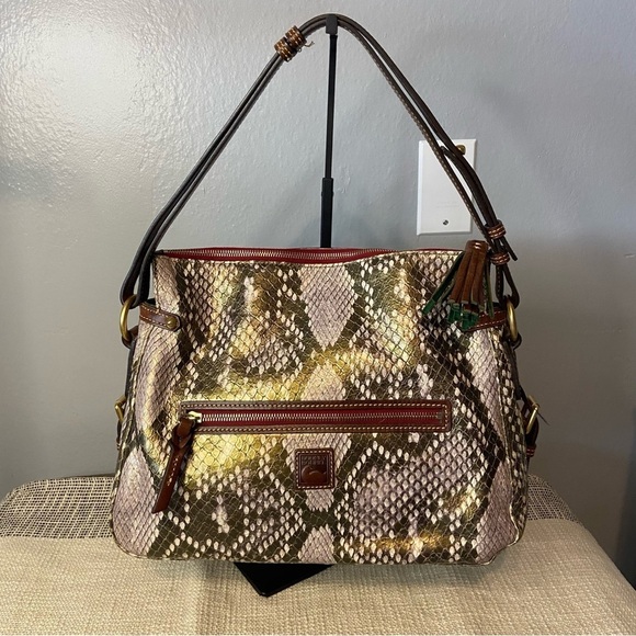 DOONEY & BOURKE / Python Reptile Metallic Hobo Shoulder Bag - Picture 1 of 16